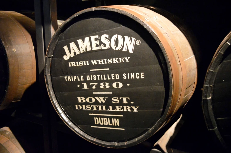 an advertit on a barrel for jameson whiskey
