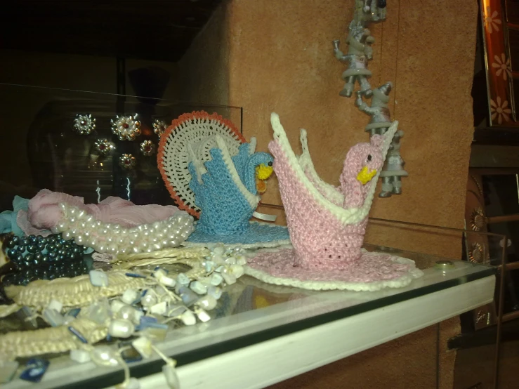 knitted items are on display at the fair