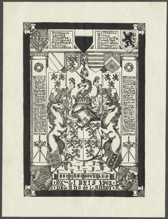 an old - fashioned page shows a black and white print with the words,