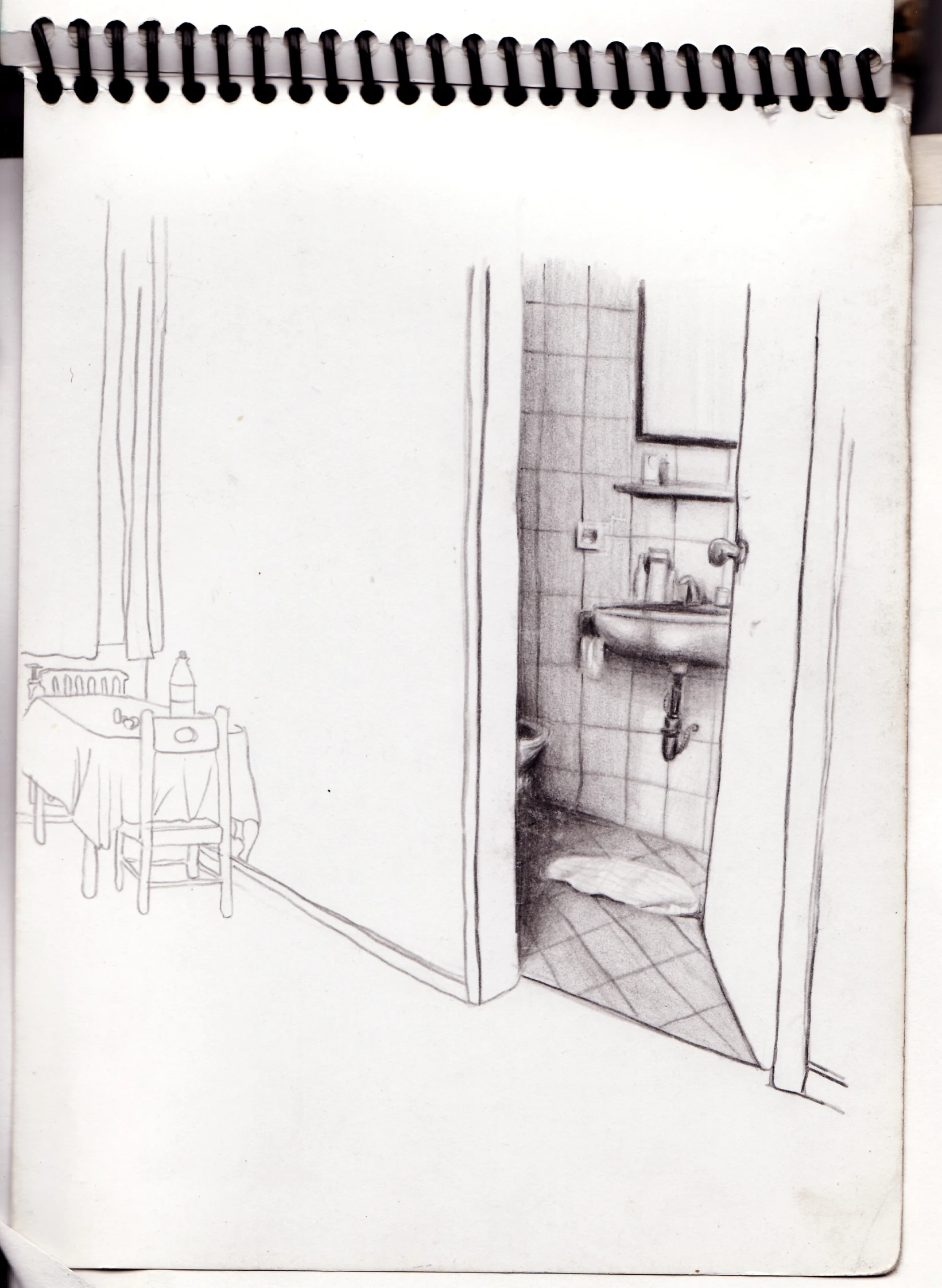 a drawing of a shower with the door open