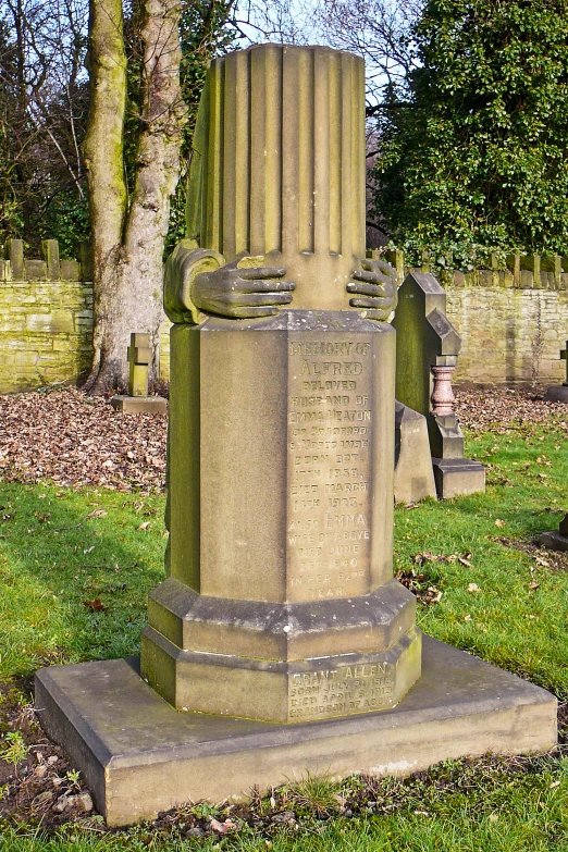 the cemetery has several large and very old statues