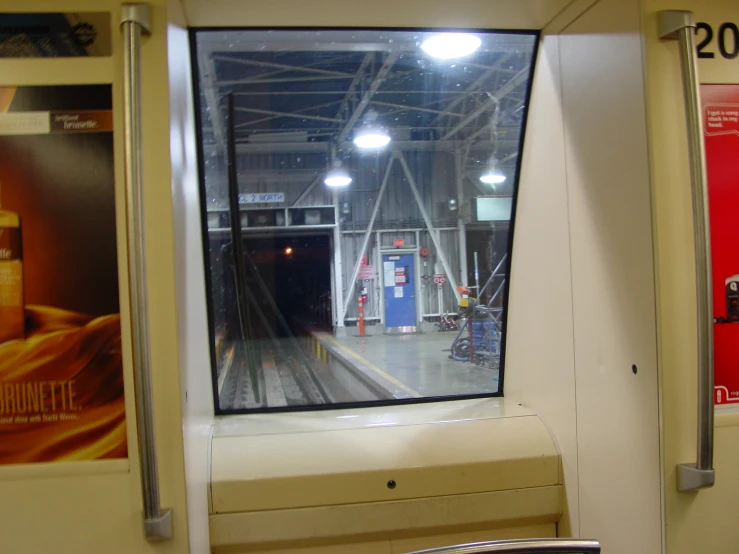 this train station has a mirror that shows the inside