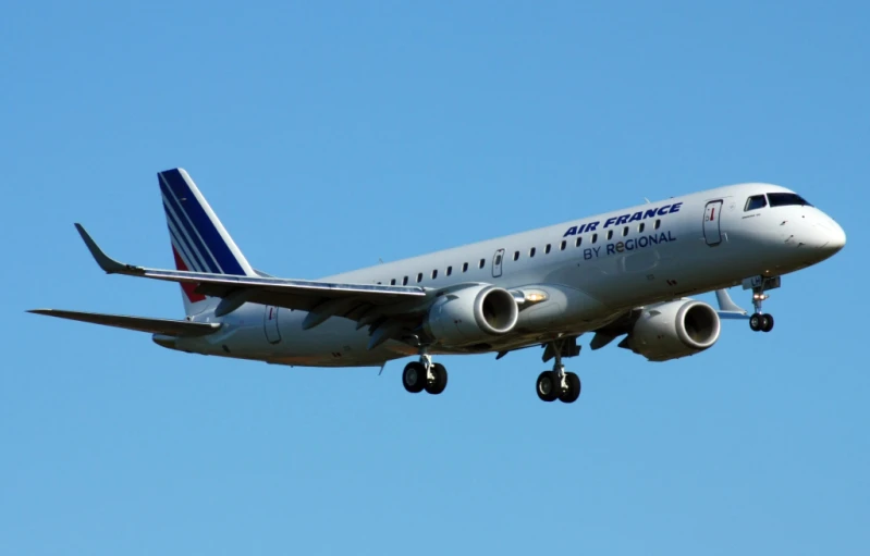 an airplane is taking off on a clear day