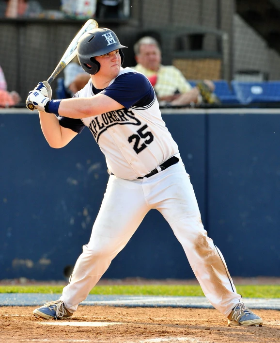 a man holding a baseball bat in the air