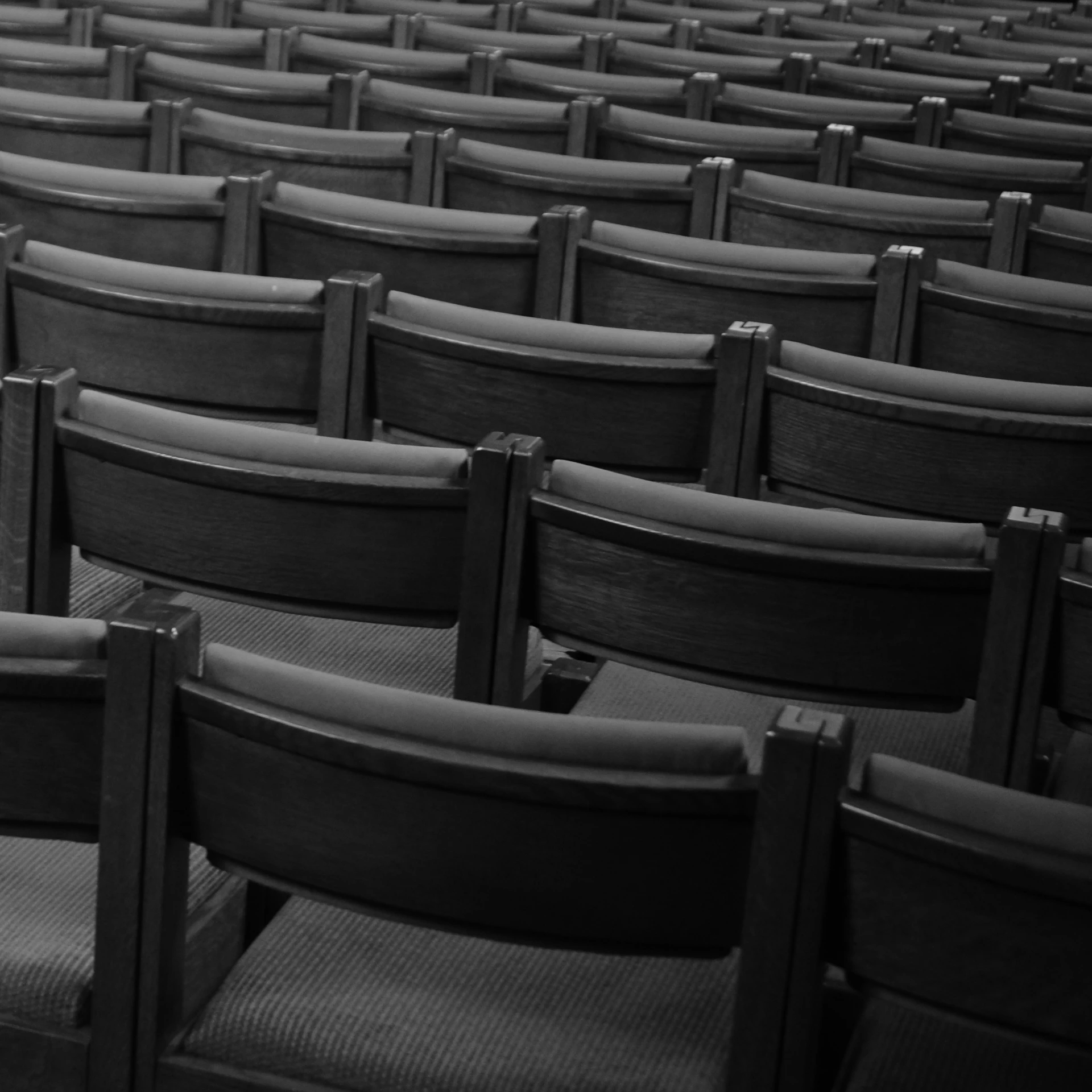 rows of chairs in an auditorium filled with people