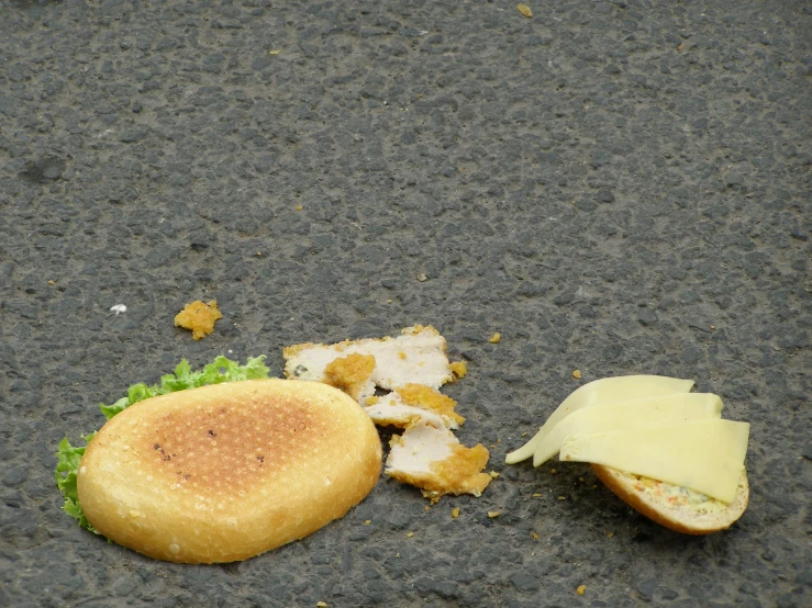 a food that has been left on the road