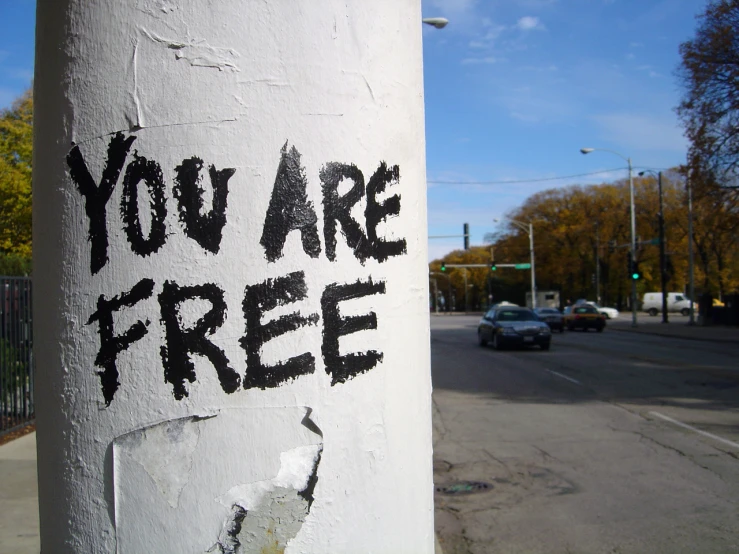 an image of you are free written on the post