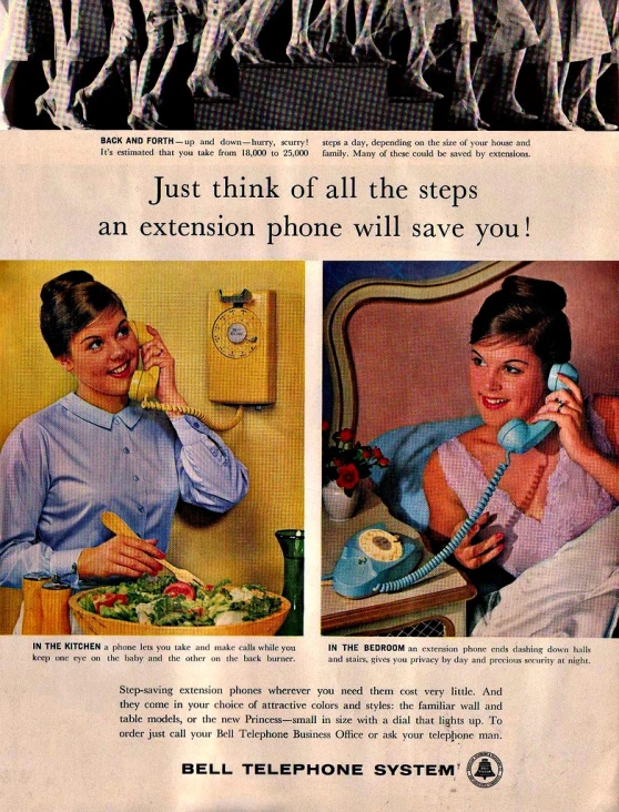 advertit for bell telephone cell phone showing two women in front of telephone