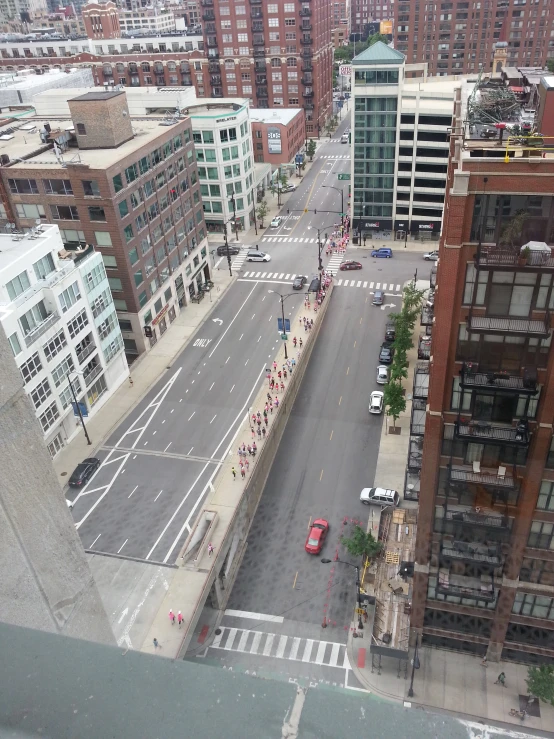 an aerial view of an intersection in the city