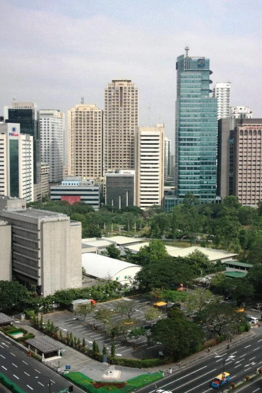 an overview s of the city skyline with high rise buildings