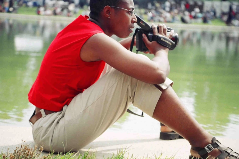 a man taking a po with his digital camera