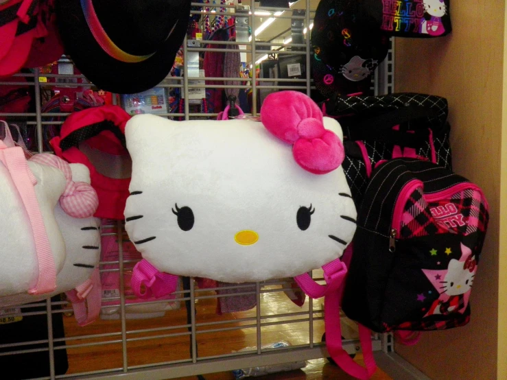 hello kitty hats and bags for s in a store