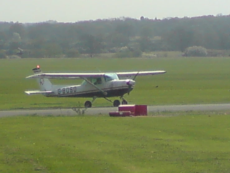 a small airplane getting ready to take off