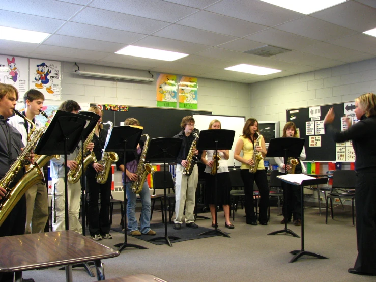 the students are taking part in music exercises together