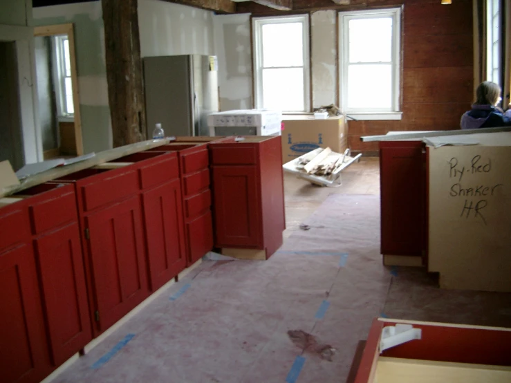 the kitchen is being remodeled by the people working on it