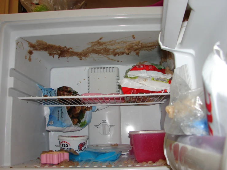 a fridge door opened with the contents of the door in view