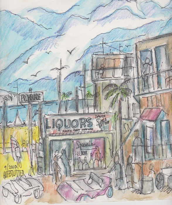 a drawing of the liquor store at las vegas