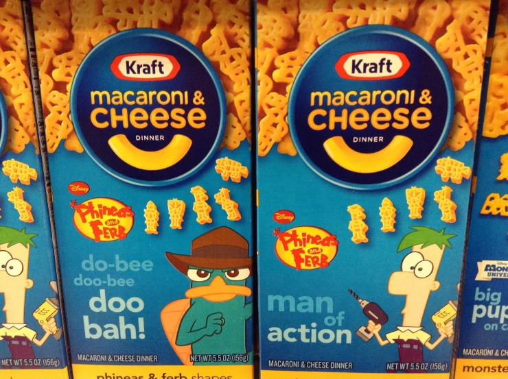 packages of macaroni and cheese displayed for sale
