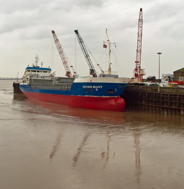 the ship is docked at the pier