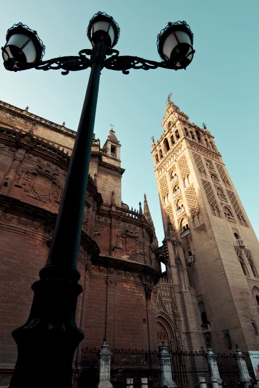 this is a street light near the clock tower