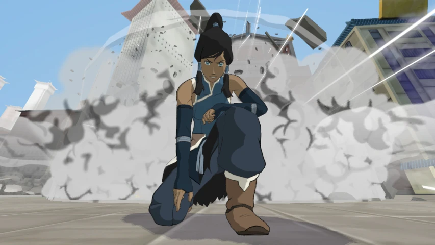 a young avatar is standing outdoors by some tall buildings