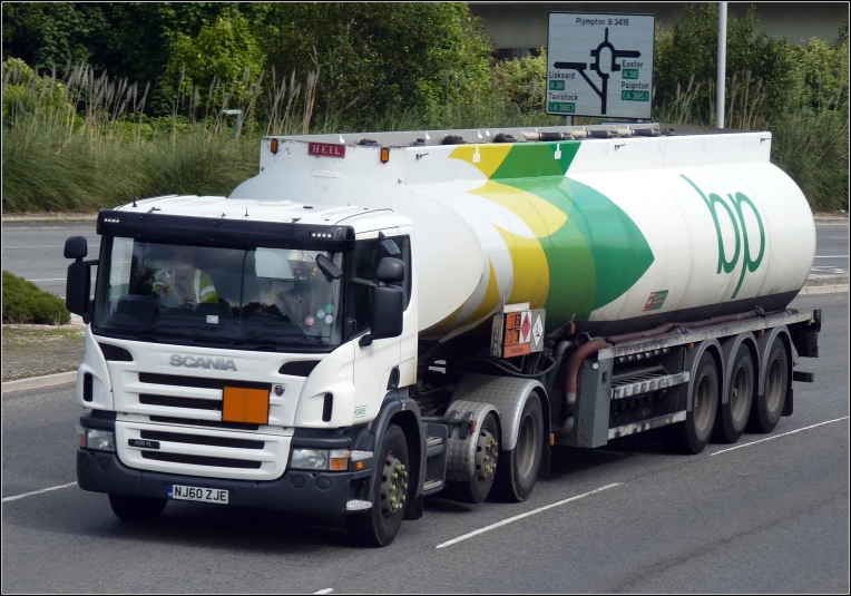 a large semi truck that is sitting in the street