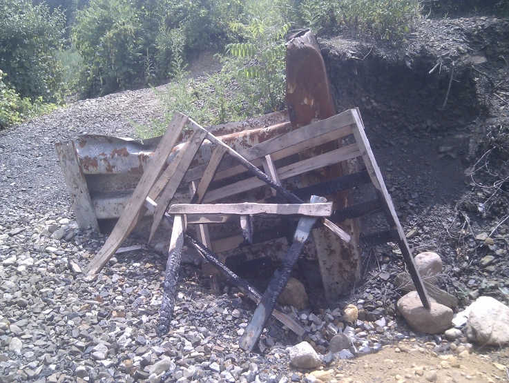 an abandoned piece of machinery on the ground