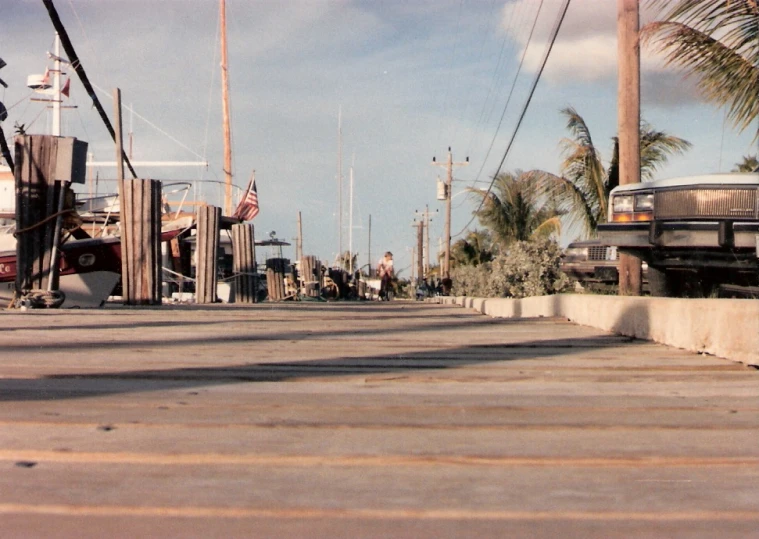 a motor home in an old town near the beach