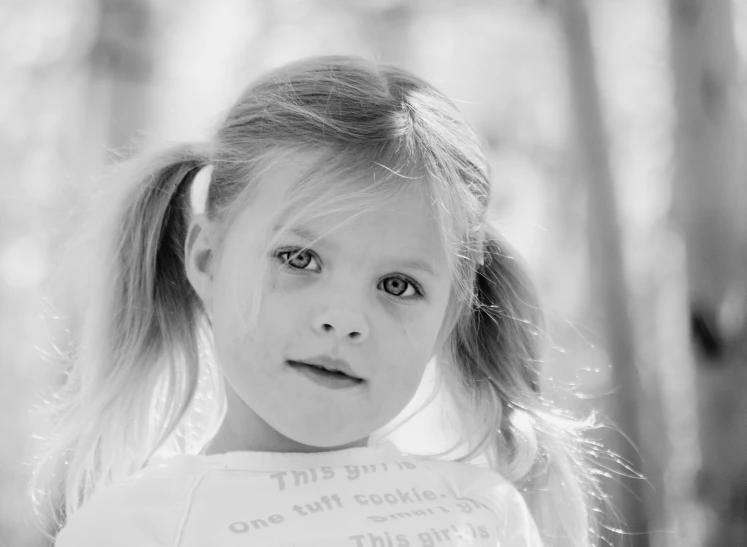 black and white po of a girl wearing a white shirt