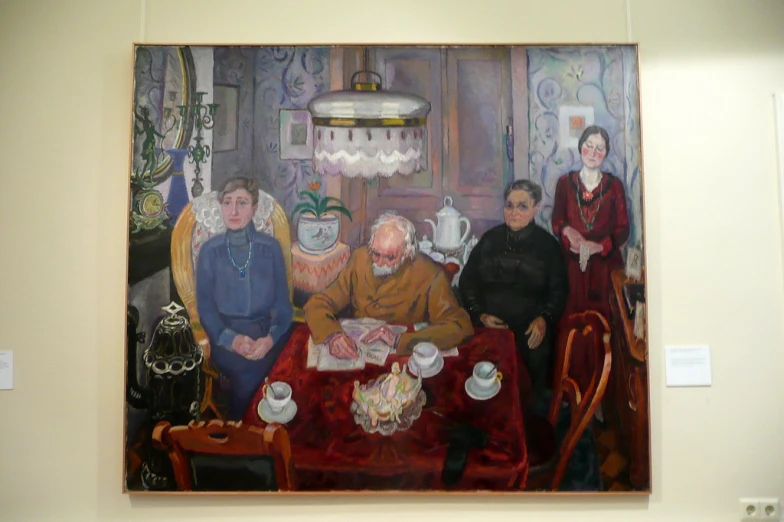 painting of a group of elderly people seated at a table