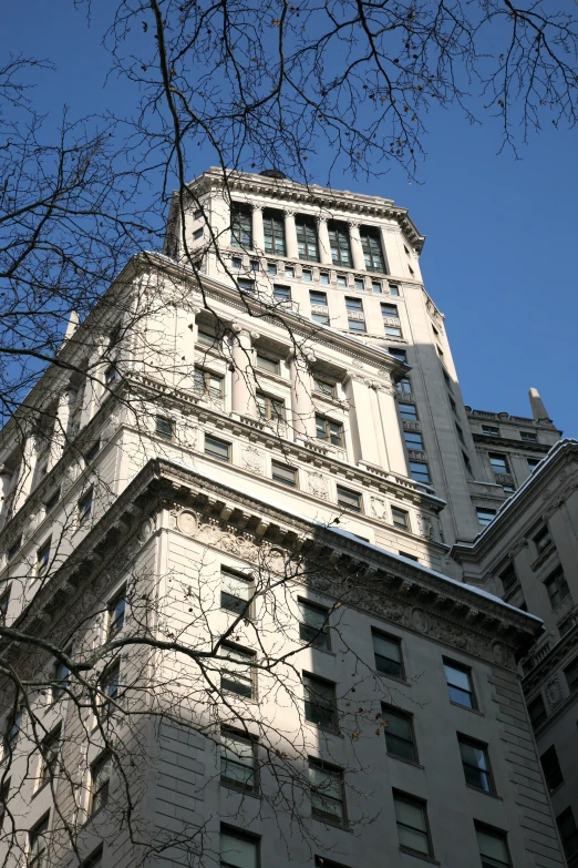 view of the top of a building looking up