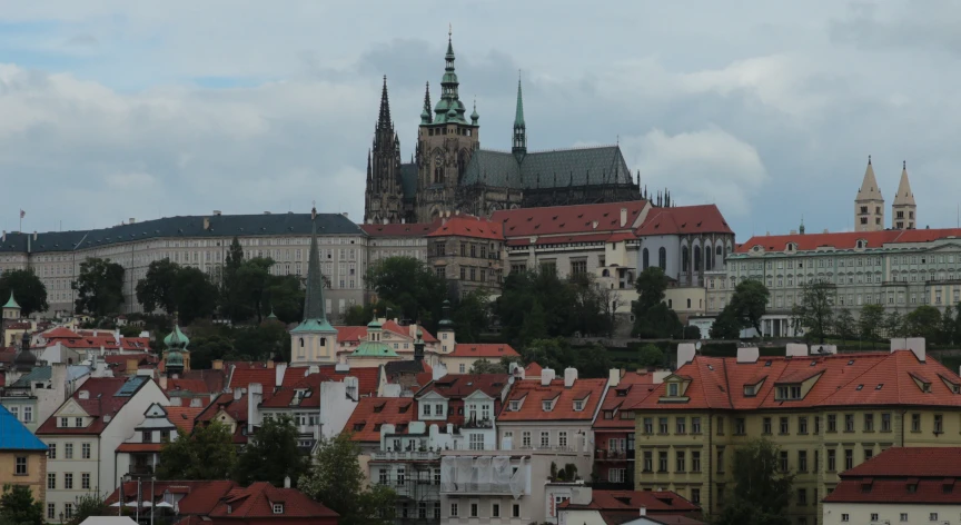 the buildings are lined up in the city