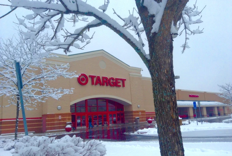 an exterior s of target store in the snow