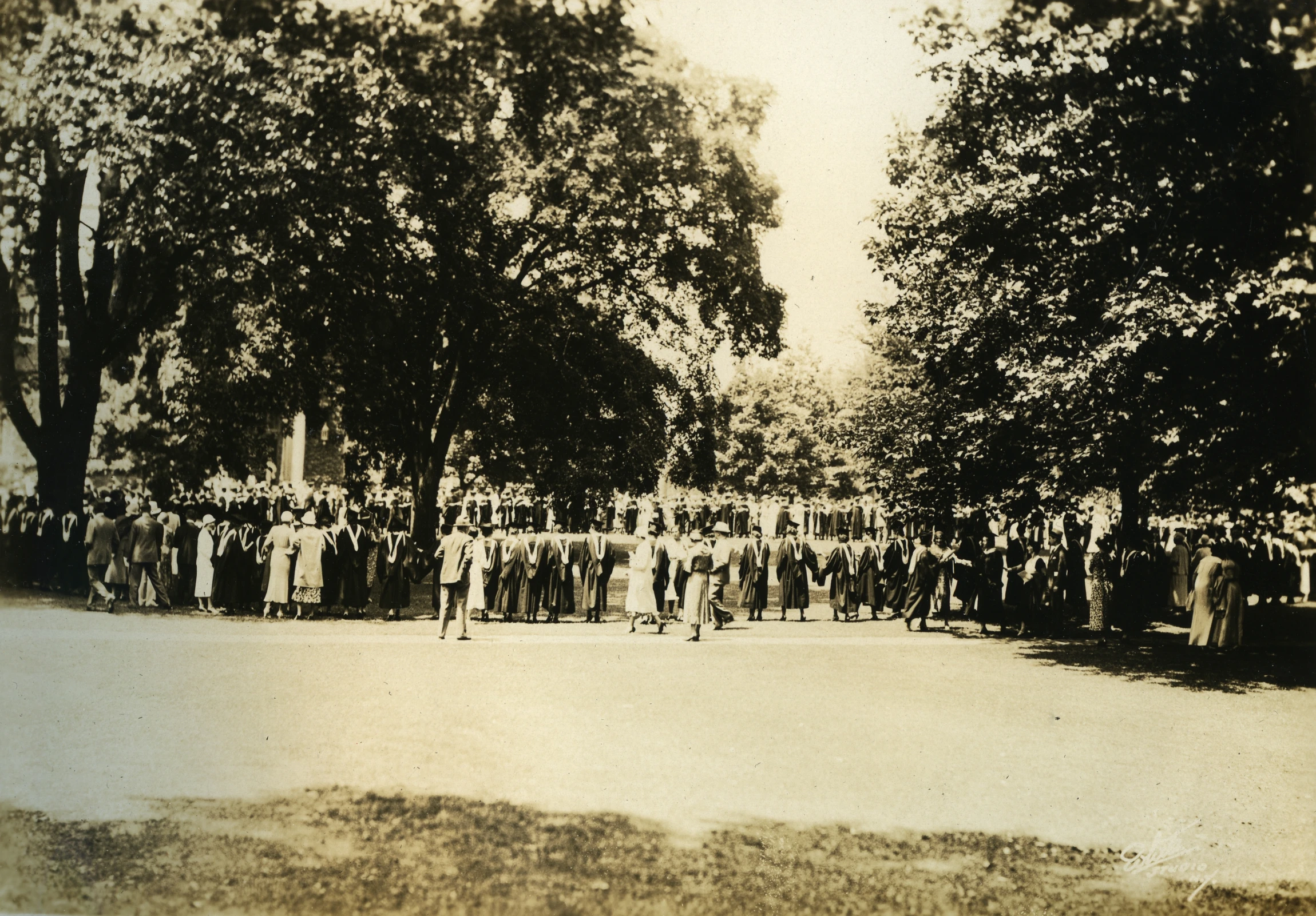 an old pograph of people in the woods