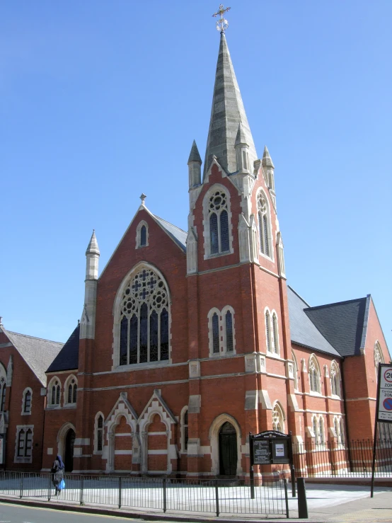 a church in an old town with two towers