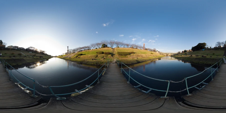 the view from below shows a small lake