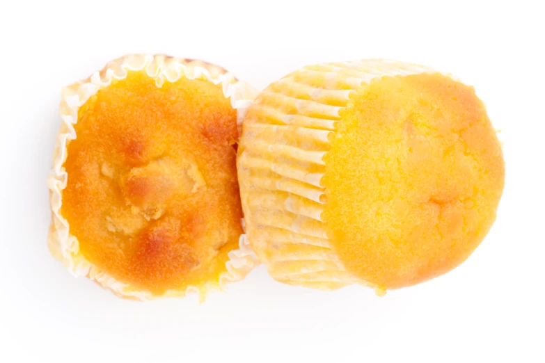 the muffins are yellow with one cut in half