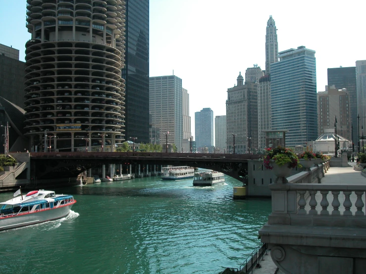 view of the chicago river and downtown skyline