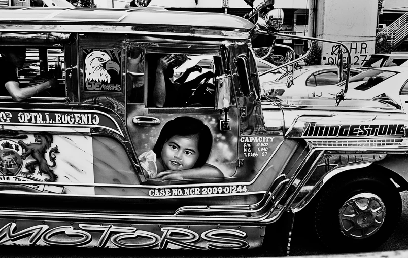 a black and white po of a parked jeep