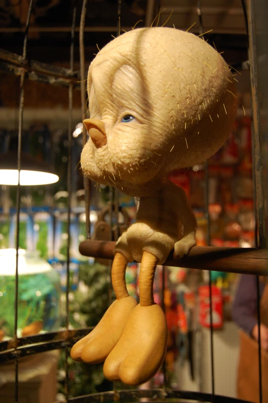 a fake rubber doll hanging in a display