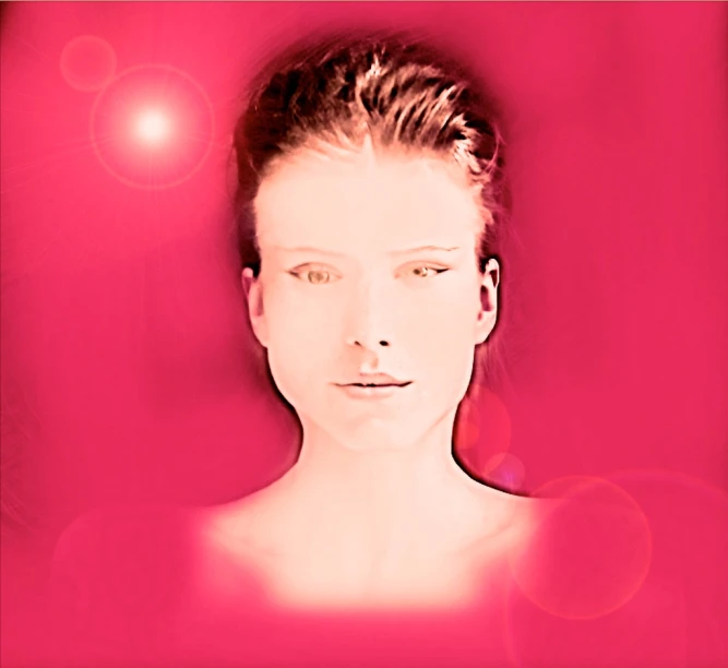 an image of a woman on a pink background