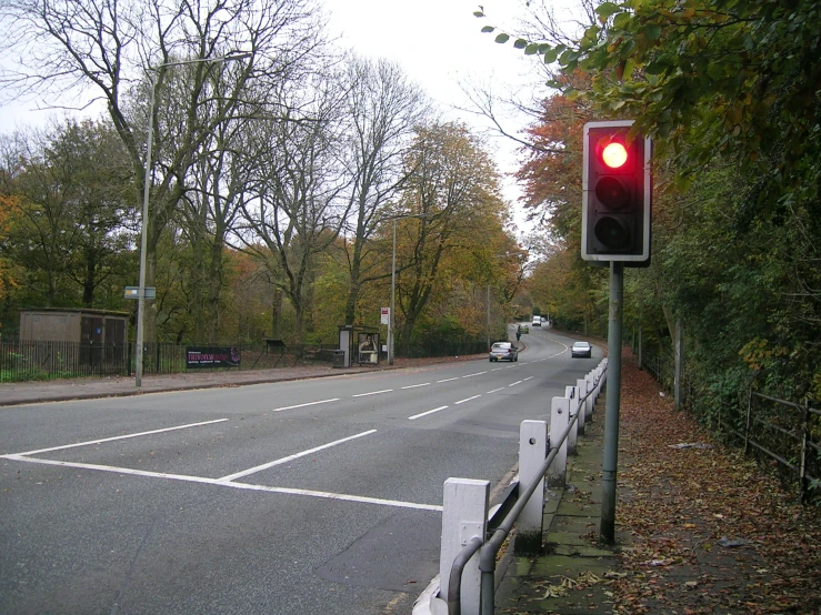 a red light on the side of the road