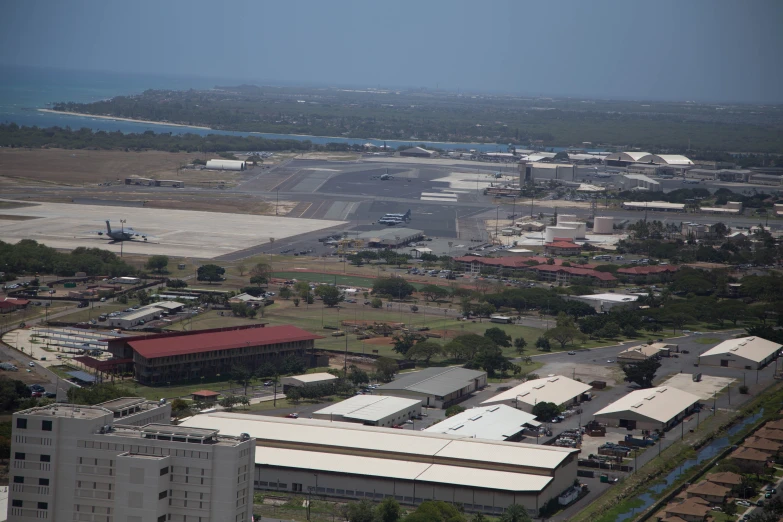 an aerial view of a city with lots of buildings and buildings