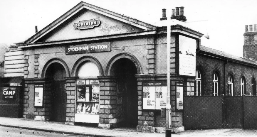 an old pograph shows an old train station