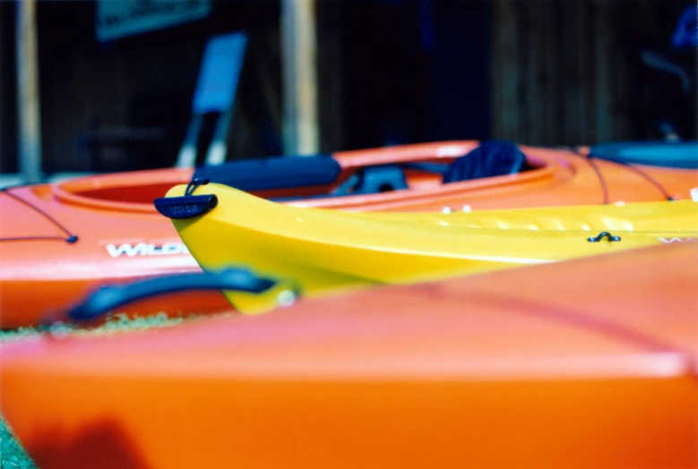 the kayaks are lined up outside for a show