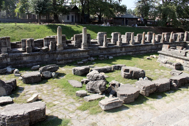 the ruins in ancient greek city of corinum