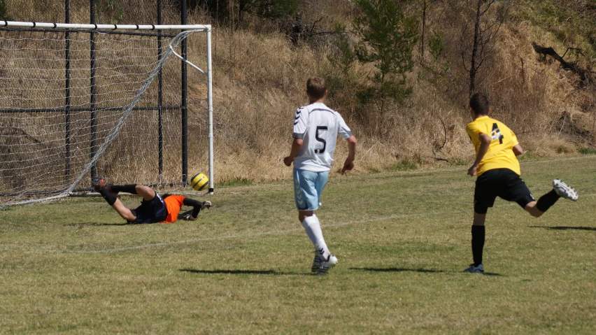 some soccer players are going after the ball