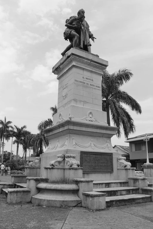 black and white pograph of the monument in the park