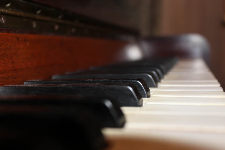 close up view of the top of a piano's keys