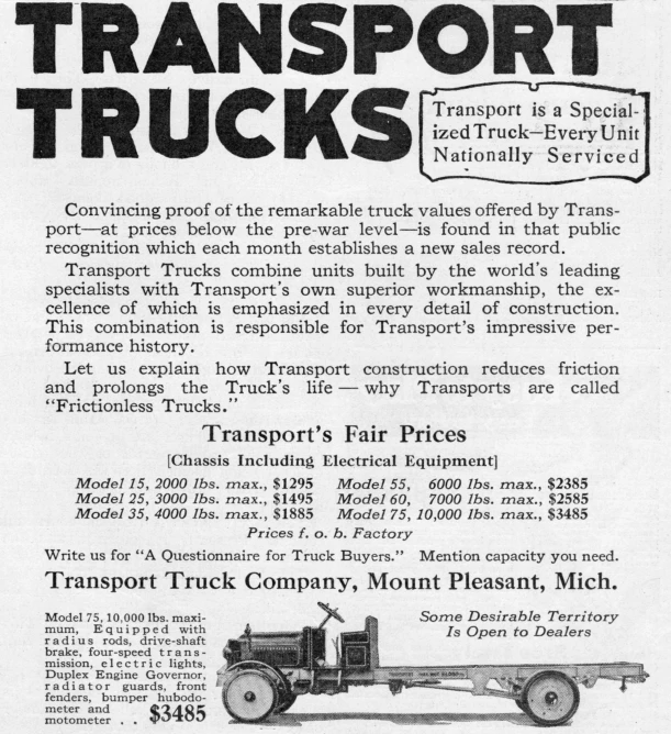 the advertit for transportation trucks is shown in the old newspaper